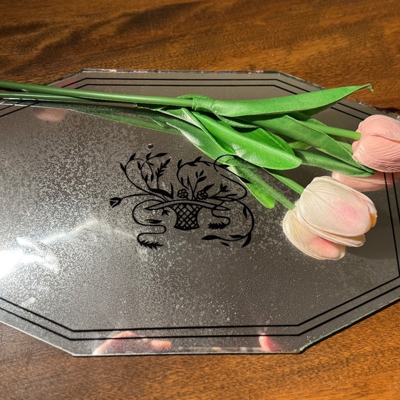 Vintage Art Deco 3pc Vanity Set Green Celluloid Mirror Tray & Unused Brush 1930s - Picture 12 of 12